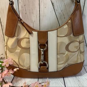Coach Hampton Signature Hobo Handbag Brown